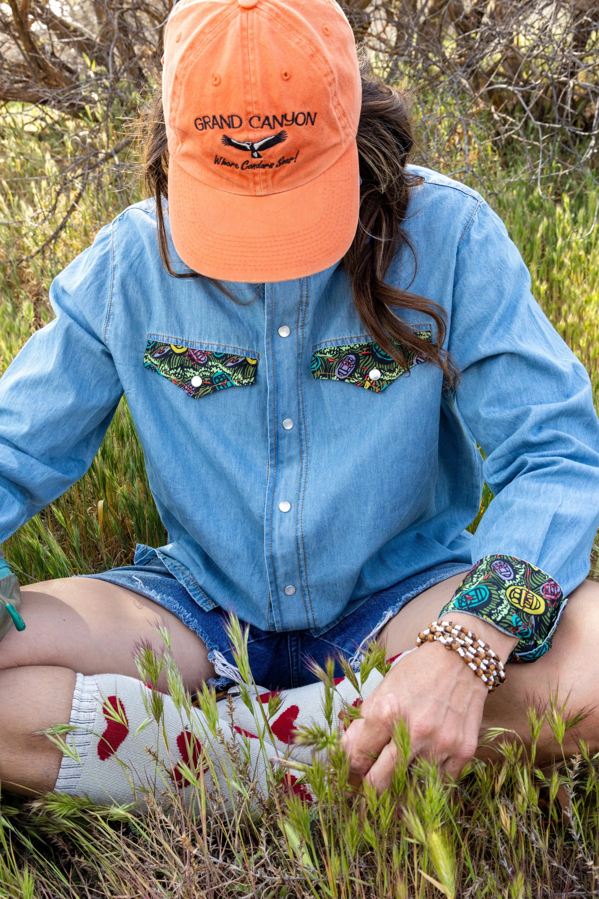 River Party Denim Pearl Snap (Work of Harris Collab)