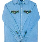 River Party Denim Pearl Snap (Work of Harris Collab)