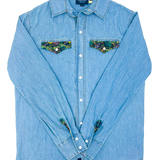 River Party Denim Pearl Snap (Work of Harris Collab)