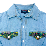 River Party Denim Pearl Snap (Work of Harris Collab)