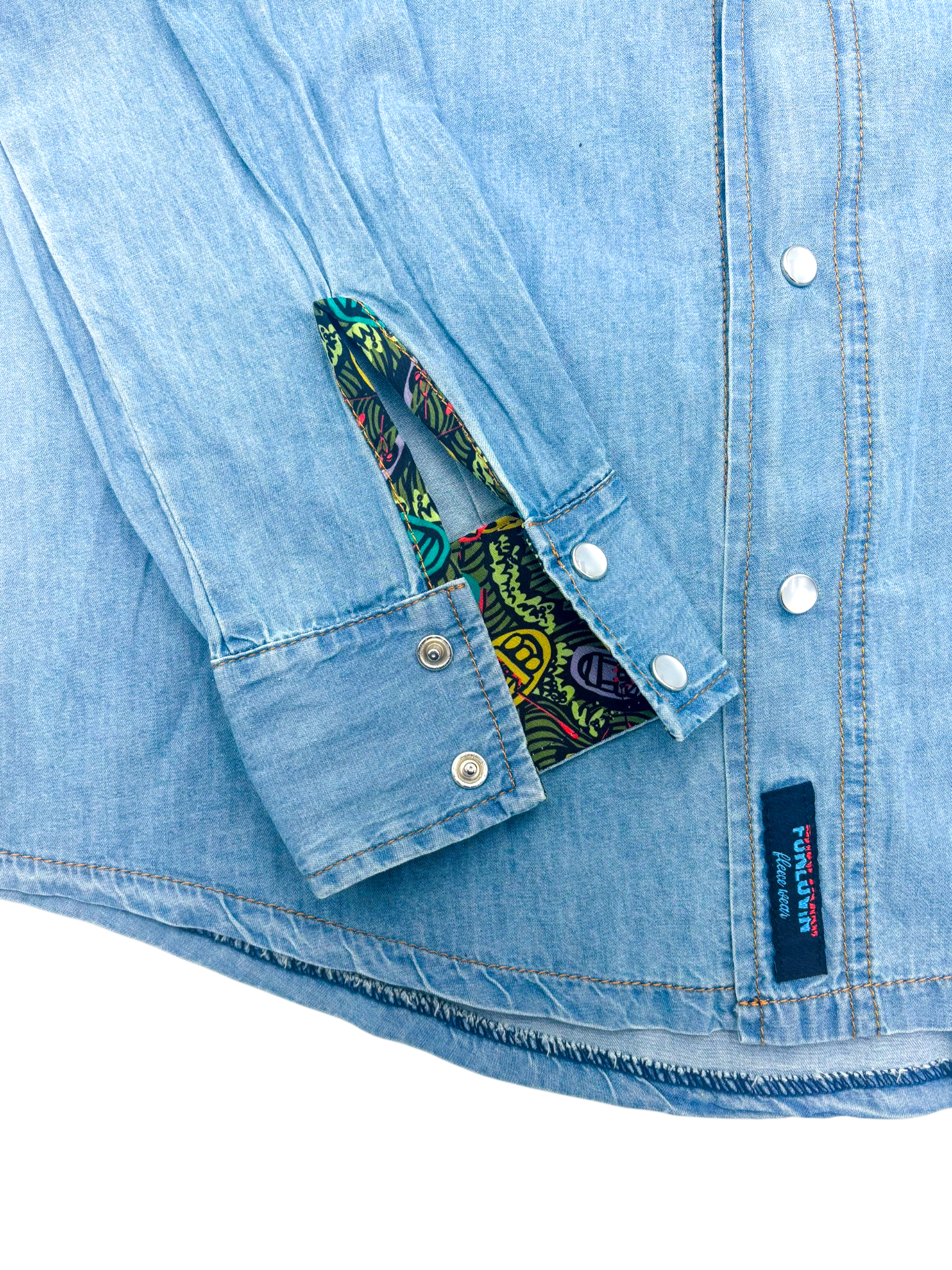 River Party Denim Pearl Snap (Work of Harris Collab)