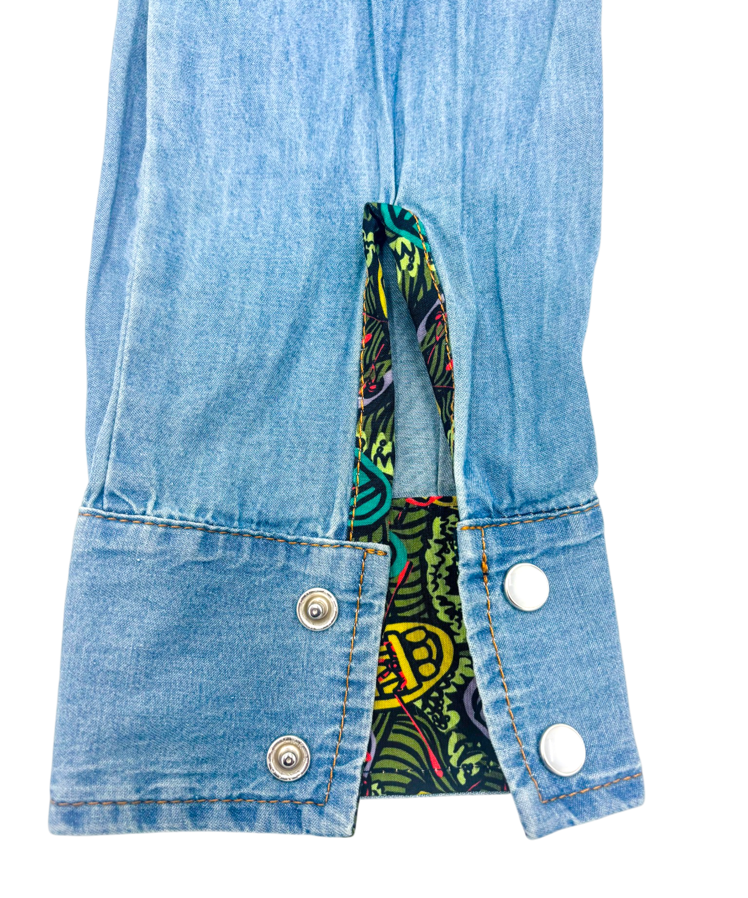 River Party Denim Pearl Snap (Work of Harris Collab)
