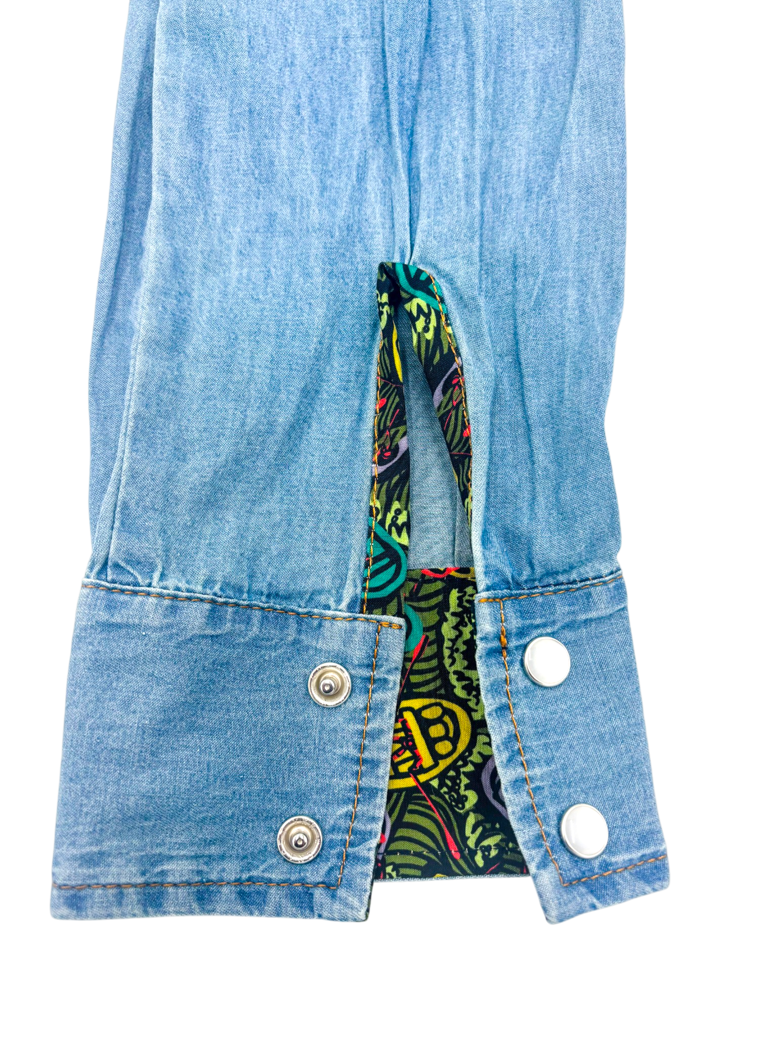 River Party Denim Pearl Snap (Work of Harris Collab)