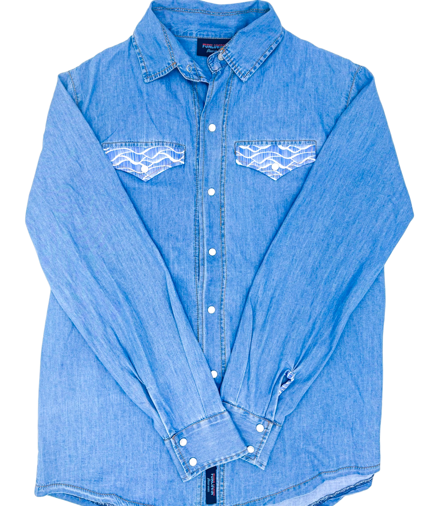 Wave Train Denim Pearl Snap